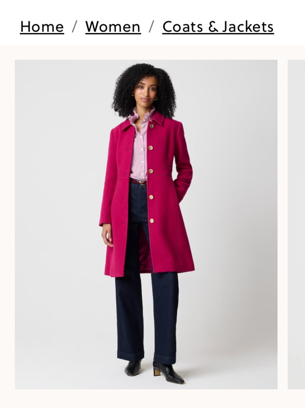 J. Crew Women's Burgundy Single-Breasted Wool Pea Coat